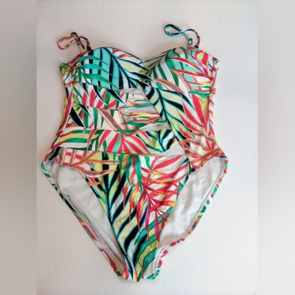 Kenneth Cole Women's Tropical Multicolor One Piece Swimsuit, Sz.Large - Picture 13 of 15